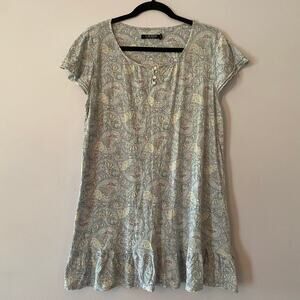 Lauren Ralph Lauren Black Label Blue Purple Paisley Short Nightie Women's Medium